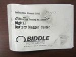 Biddle 21-81J Battery Megger Tester Instruction Manual. Fixed Price $19.99.