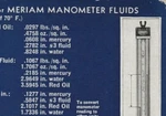 Meriam Manometer Fluids Conversion Tables Instrument Company Card E512. Fixed Price $22.95.